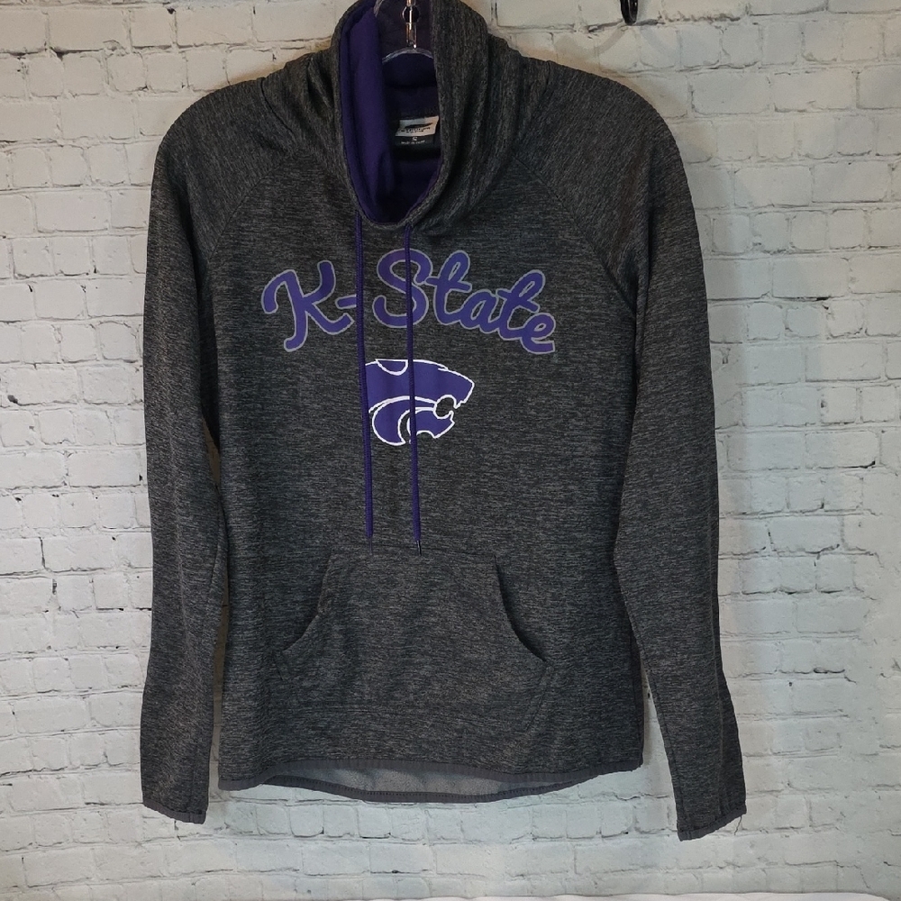 Stadium Athletics Women's Gray and Purple Cowl Neck Sweater